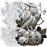 Lingzhi Halloween Fondant Molds Crow Silicone Mold Pumpkin Molds for Cake Decoration Chocolate Candy Cupcake Topper Sugar Gum Paste Polymer Clay