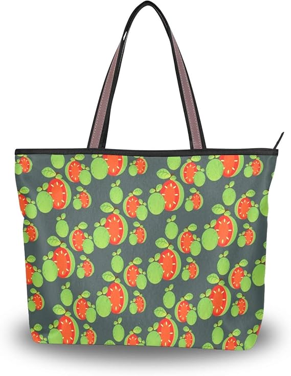 Amazon グァバ 赤い トートバッグ レディース 大容量 通勤 通学 旅行 高校生 軽い 軽量 肩掛けバッグ 対応 ハンドバッグ 大きさ ファスナー 2way 手提げバッグ ギフト プレゼント Hdxan トートバッグ