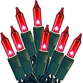 HISHINY Christmas Lights 100 Count Red Christmas Tree String Lights with Green Wire for Outdoor Indoor Christmas Decorations Wedding Decorations Valentines Day Decor,UL Certified (21feet)