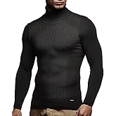 Leif Nelson Men's Turtleneck Sweater Slim Fit, Ribbed Knit Long Sleeve Polo Neck Pullover