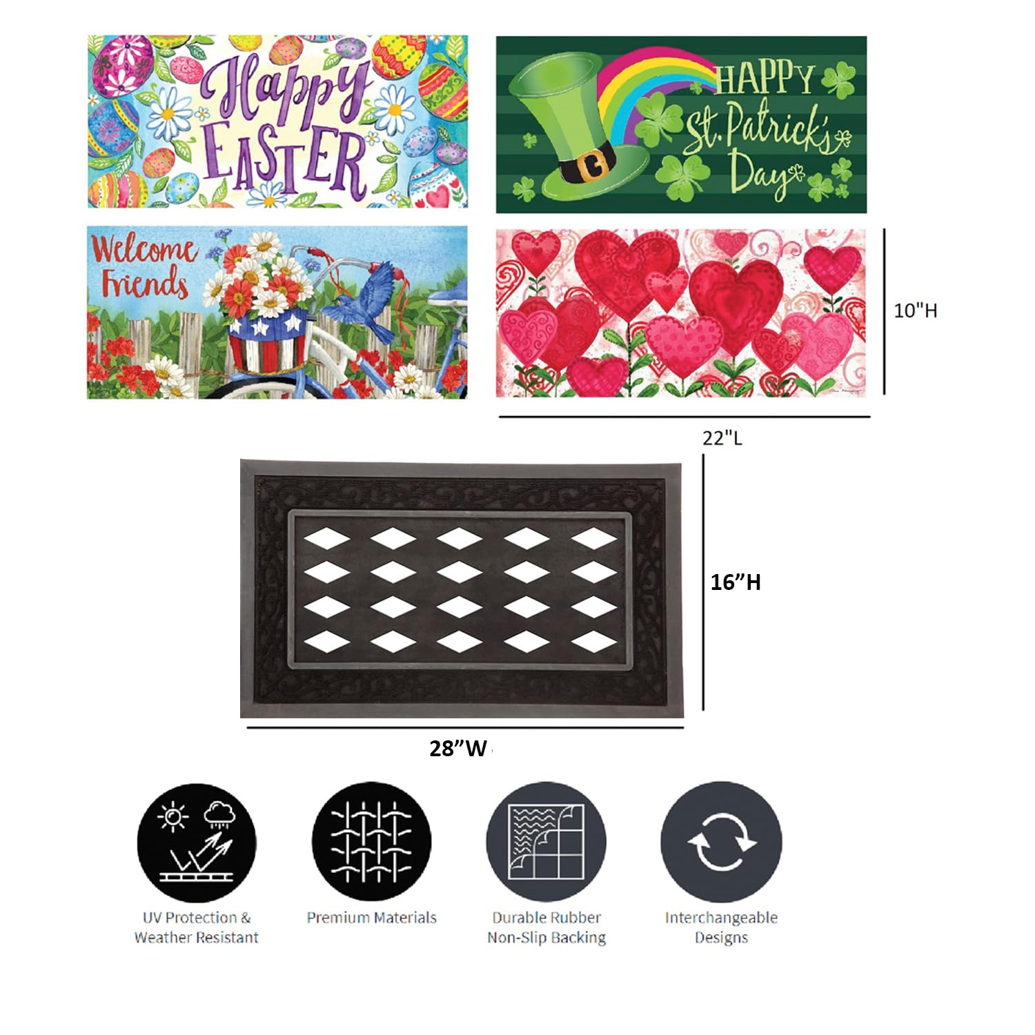 Evergreen Sassafras Bundle - Set of 5 Holidays Interchangeable Entrance Doormats | Indoor and Outdoor |22-in x 10-in doormats and 28-in x 16-in Tray | Non-Slip Backing | Low Profile | Home Décor - Image 7