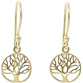Tree of Life Gold Dangle Earrings - 14k Gold Plated, Lightweight & Stylish for Daily Wear - Elegant gold earrings for Women & Teen Girls