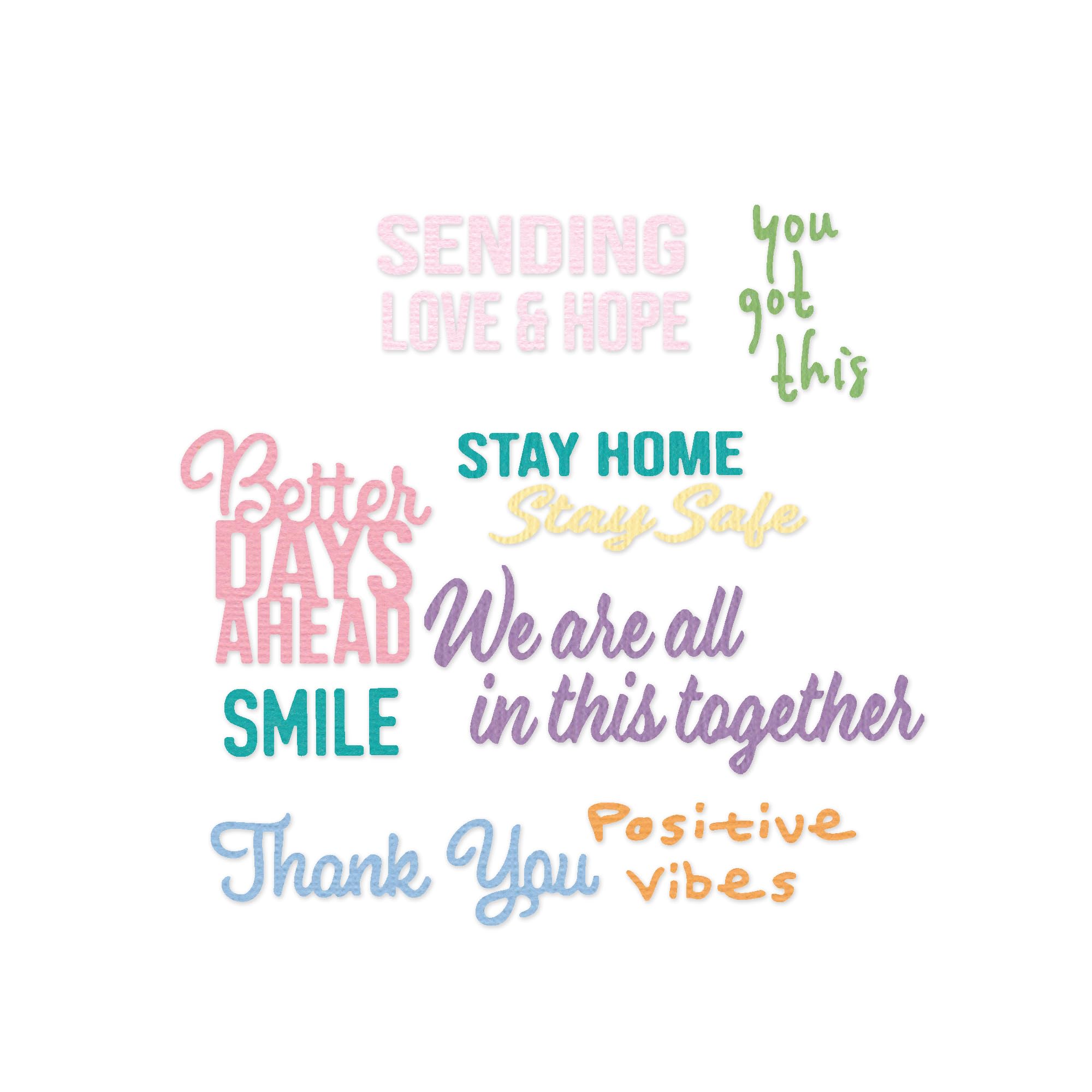 Sizzix Thinlits Set 8PK Good Vibes | 665030 | Metal Cutting Die for Cardmaking, Scrapbooking, Papercraft and More, Grey, One Size