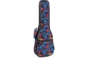 CLOUDMUSIC Ukulele Case Gig Bag Padded Backpack For Soprano 21" Inch(Soprano, Floral Fantasy)