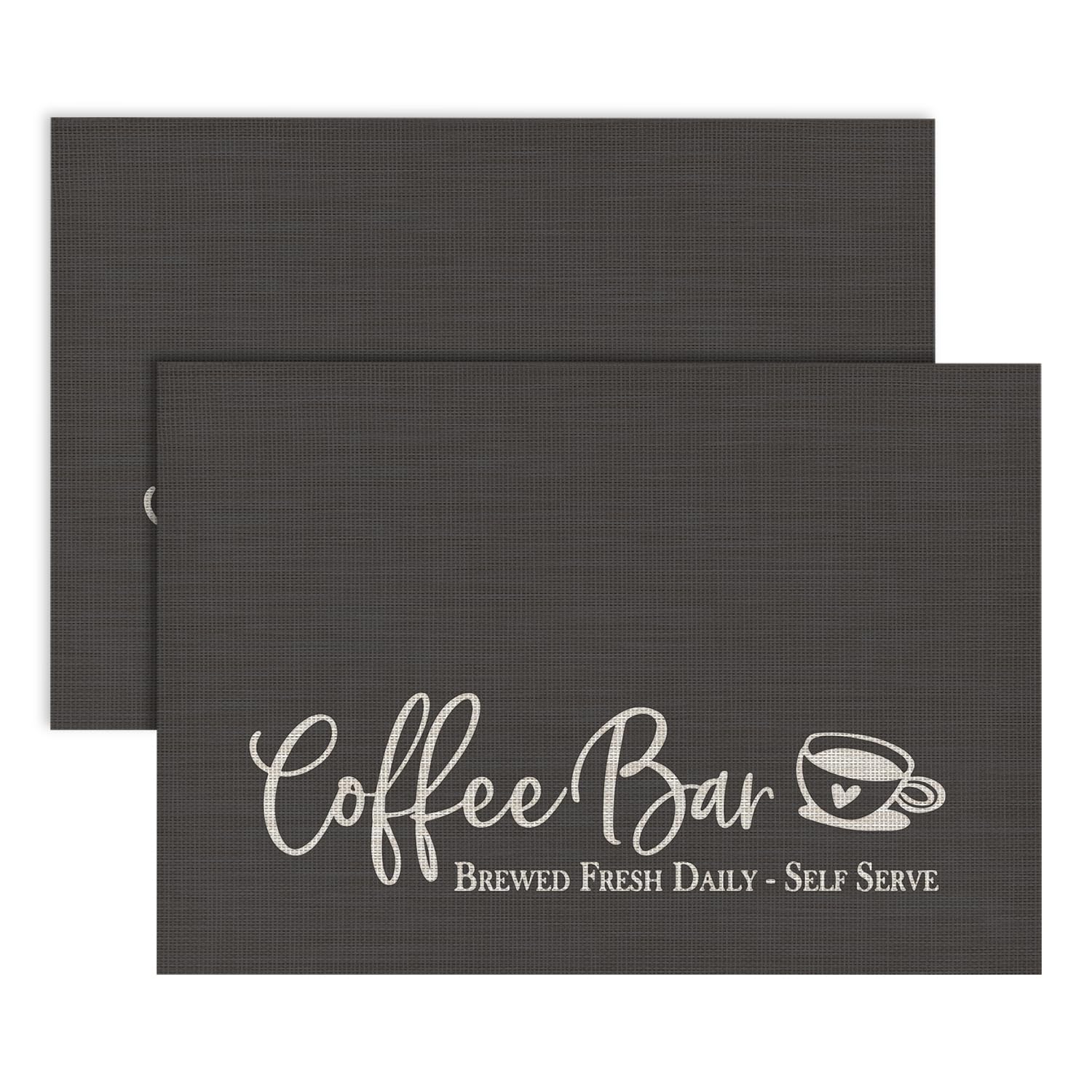 View 1 of *PARTIAL SET - ONLY 1 Pc*
Artoid Mode Coffee Bar Mat Set of 2, Plastic Vinyl Washable Woven Non-Slip Table Mats for Coffee Machine Decor,Dark Gray