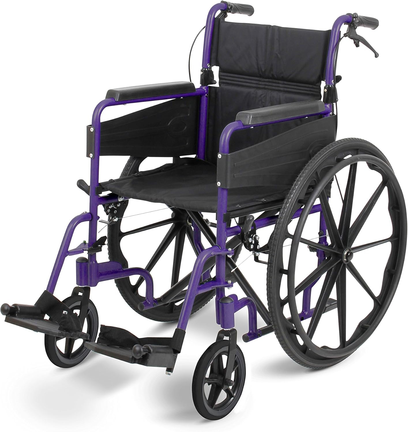 Days Self Propelled Folding Wheelchair – Lightweight Aluminium Wheelchair for Adults with Removable Footrests – Compact Mobility Aid for Travel and Daily Use – Purple