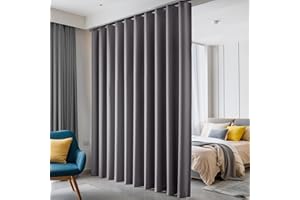 hoeflife Room Divider Curtains, Blackout Ceiling Track Curtains with Hook Sound Proof Floor Curtains Perfect for Ceiling Mount Curtain Tracks Wall Divider for Room Separation (Grey, W120 x H96)