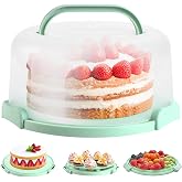 Cake Carrier with Lid and Handle, Ohuhu BPA-Free Cake Containers Cake Holder for 10 inch Cake with 2 Handle Cupcake Carrier - Plastic Cover Two Sided Base for Transport Pie Nut Fruit Mothers Day Gifts