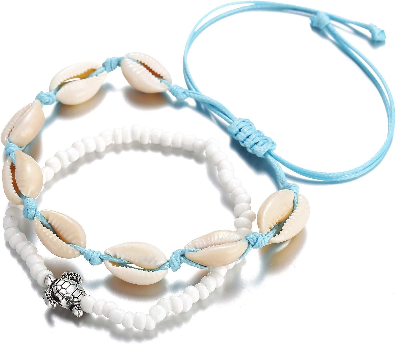 Beach Turtle Shell Beads Anklet Chain Set For Women Girls Fashion Bohemian Ankle Bracelets Foot Chains Jewellery (Style A) (A) (A)