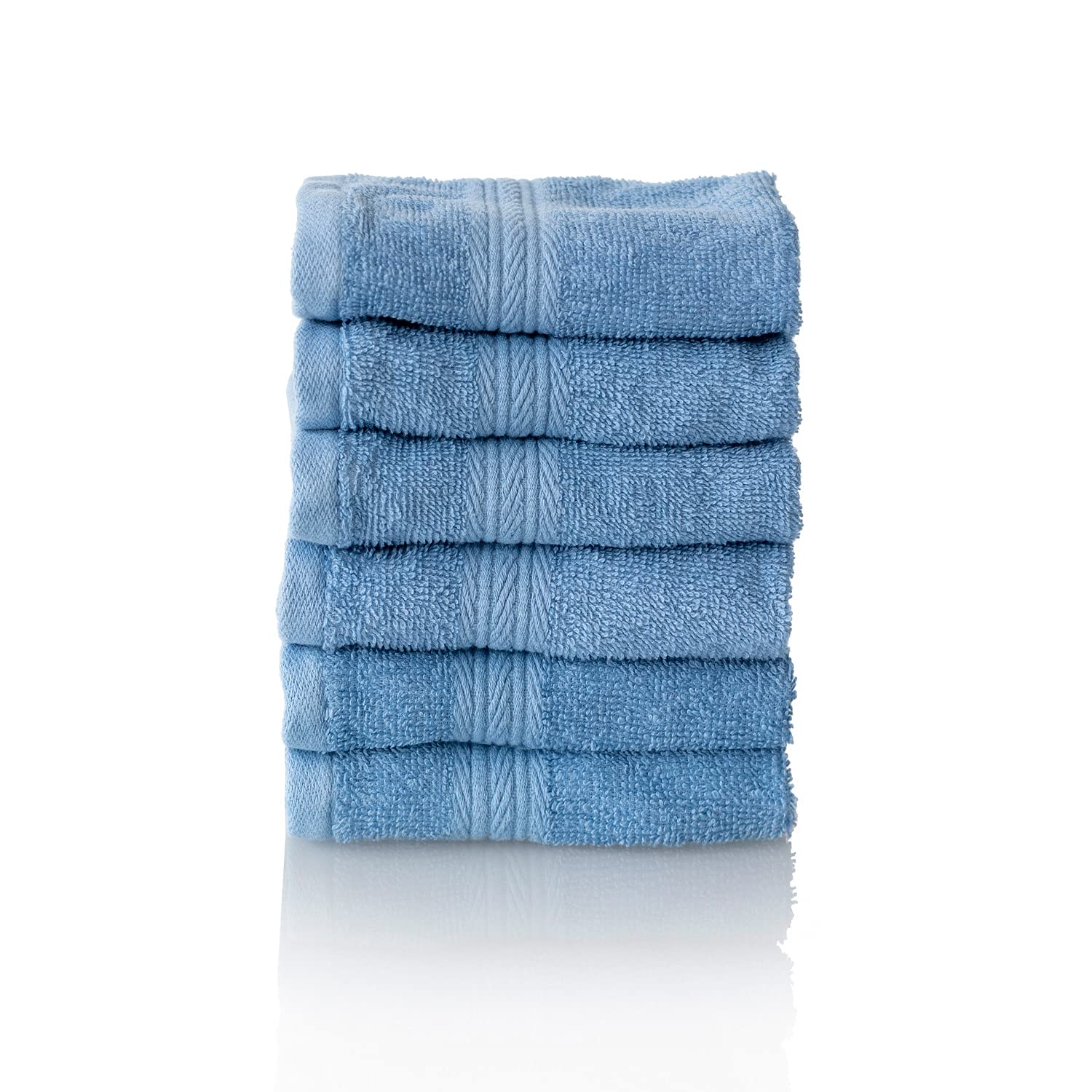 ALCLEAR set of terry hand towels, range of soft and highly absorbent towels, OEKOTEX 100 certified, 5 colours & 5 sizes, colour: JEANS BLUE, 6 x face towels 30 x 30 cm