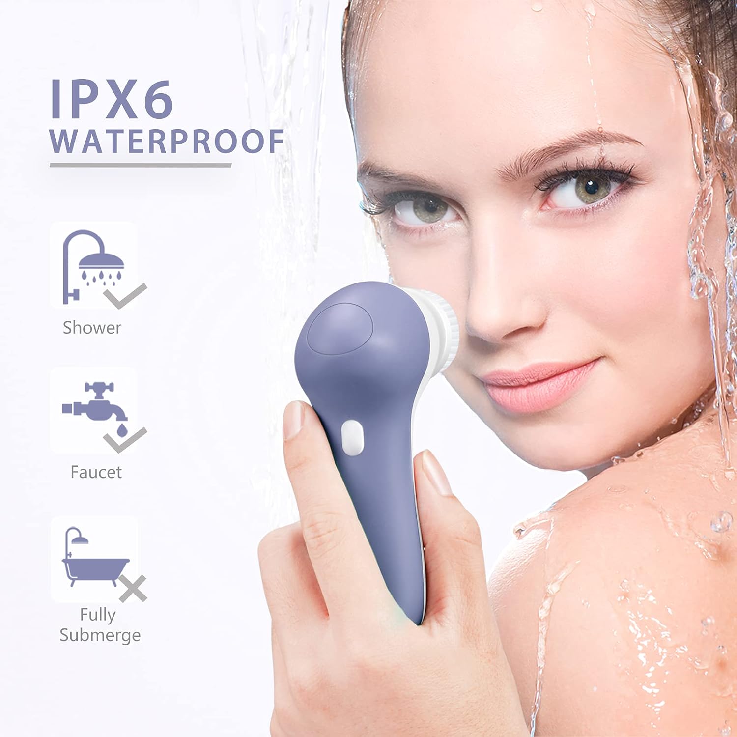 Rechargeable Facial Cleansing Spin Brush Set with 7 Interchangeable Brush Heads - Waterproof Face Spa System by CLSEVXY - Advanced Microdermabrasion for Gentle Exfoliation and Deep Scrubbing(Purple): Beauty