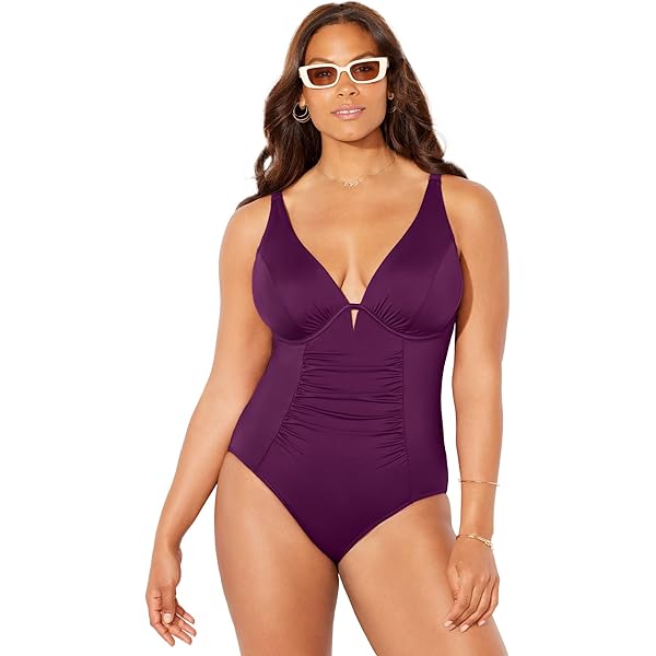 Swimsuits For All Women's Twist Ruched One Piece Swimsuit