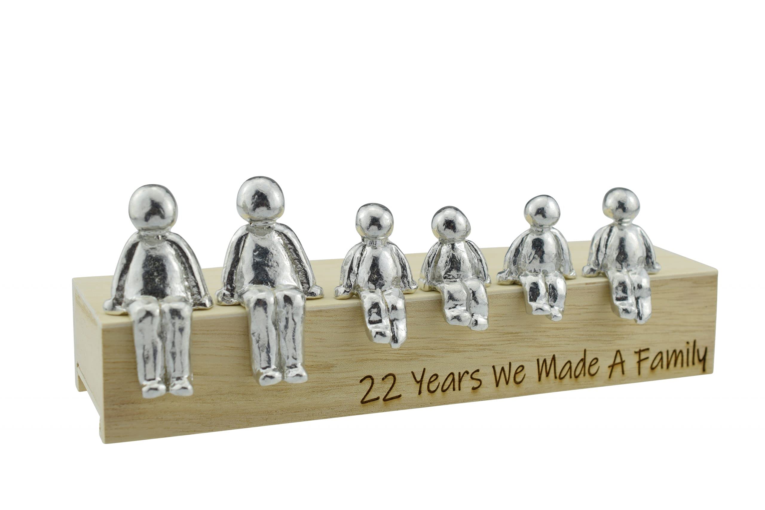 22nd Anniversary Idea - 22 Years We Made A Family Metal Ornament - Choose Your Family Combination Box & Woodgrain May Vary(4 Children)