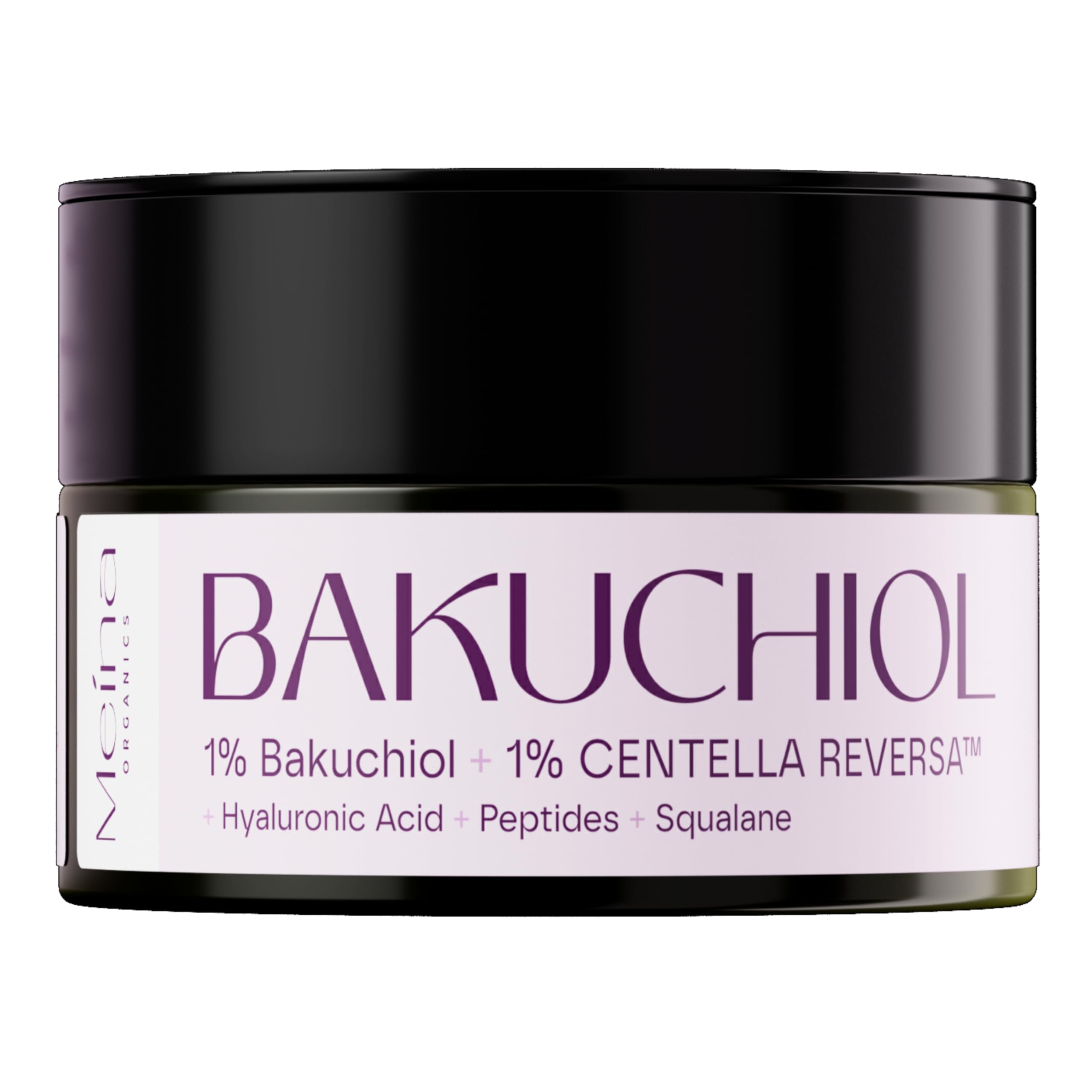 Meina 1% Bakuchiol Cream with CICA and 3 Peptides, Squalane and Oligo Hyaluronic Acid, Firming Moisturizer, Anti Aging Skincare for Wrinkles, Natural and gentle Alternative to Retinol, 50ml