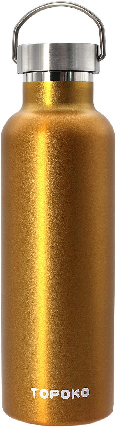 TOPOKO 25 oz Stainless Steel Vacuum Insulated Water Bottle, Keeps Drink Cold up to 24 Hours & Hot up to 12 Hours Leak Proof and Sweat Proof Large Capacity Sports Bottle Wide Mouth Metal Lid