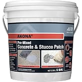 Akona Pre-Mixed Concrete and Stucco Patch, 1 Gallon | Stucco Patch, Exterior, Interior, Pre-Mixed, Patching Material Kit, Great for Repairs, Ready to Use, Gray