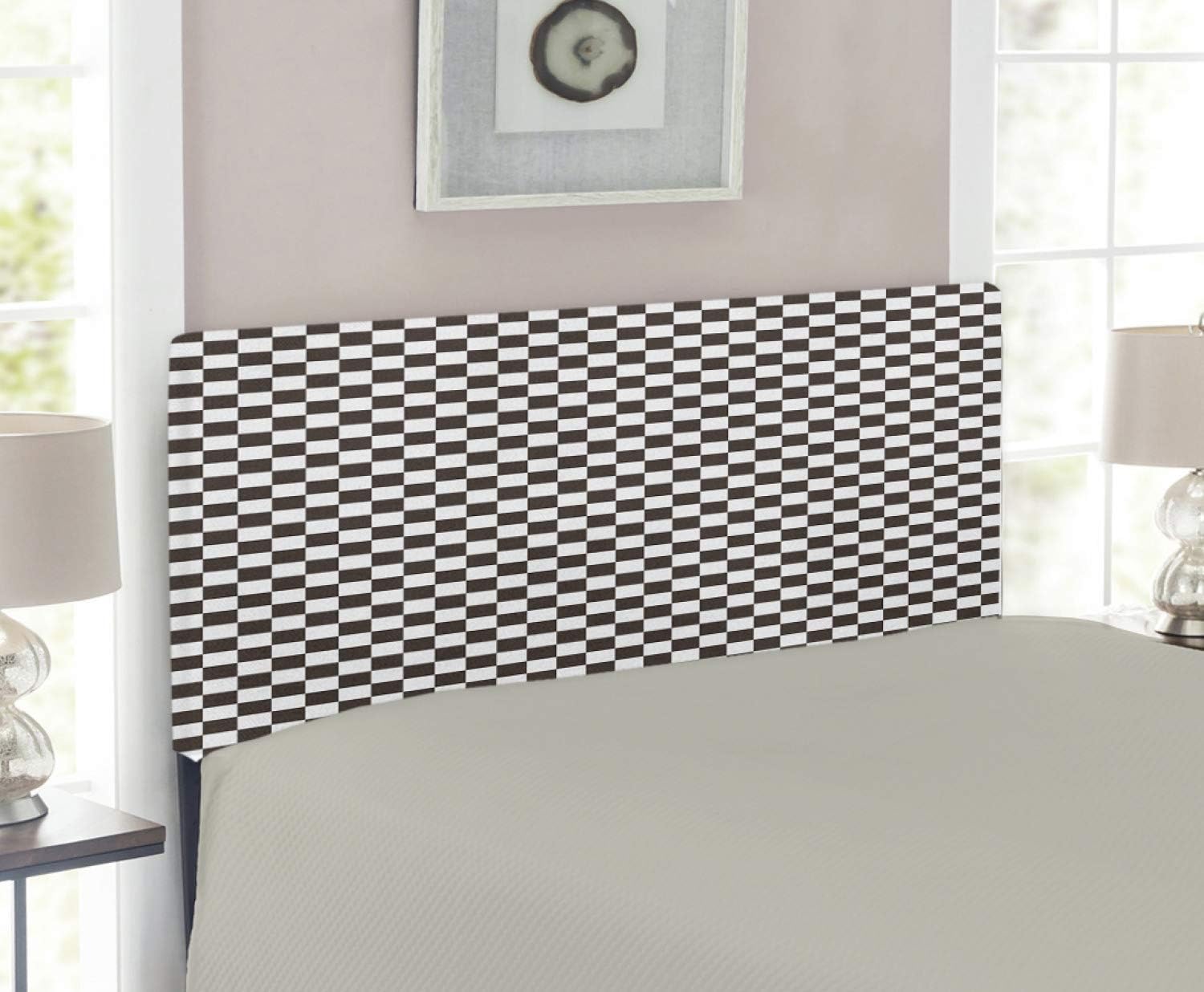 Lunarable Geometric Headboard, Classical Checkered Pattern