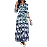BubFee Long Dress for Women Casual Long Sleeve Dresses Maxi Dress Empire Waist Loose with Belt