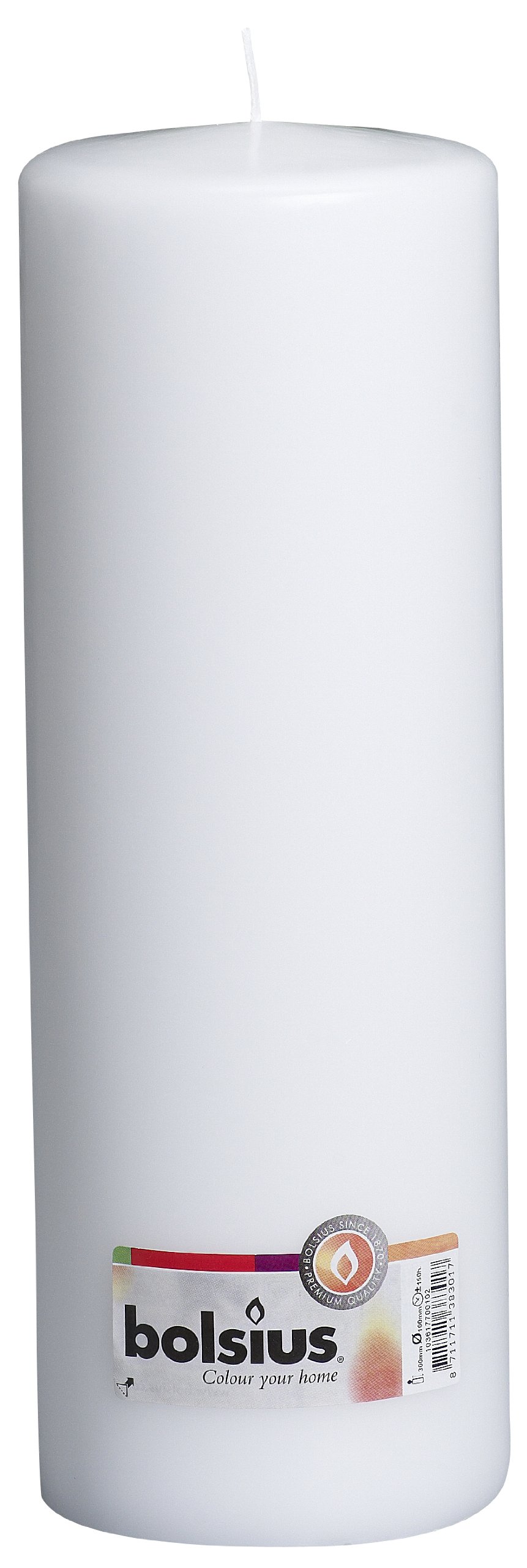 Bolsius Pillar Candle Extra Large, "White 100 mm Width"