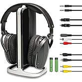 Retekess TA007 Wireless Headphones, TV Headphones Wireless for Seniors with Transmitter Charging Dock, No Audio Delay, Compatible with All TVs