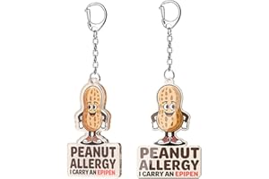 EliteSign Allergy Keychain Set for Kids/Adult – 2Pack with Epipen & Inhaler Inside Tags, Asthmatic, Milk, Nut