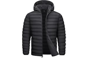 TACVASEN Men's Hooded Puffer waterproof Down Alternative Jacket Insulated Lightweight Windbreaker Quilted Coat