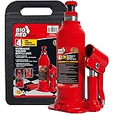 BIG RED 4 Ton (8,000 LBs) Hydraulic Welded Bottle Jack with Storage Case | 4 Ton Capacity; Lifting Range 7.4"-14.29"; Welded Structure;Compact Size; With Storage Case; Auto Repair House Lift