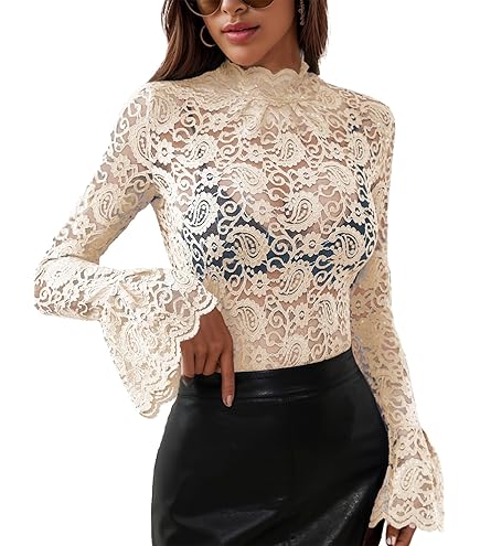 Women's Vintage Victorian Blouse Shirt Hollow Out Crochet Lace