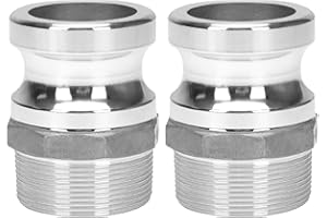 DERPIPE Aluminum PartF Camlock Fitting - 2" Male Camlock x 2" Male NPT Type F Cam Groove Hose Quick Disconnects Adapter (pack of 2)