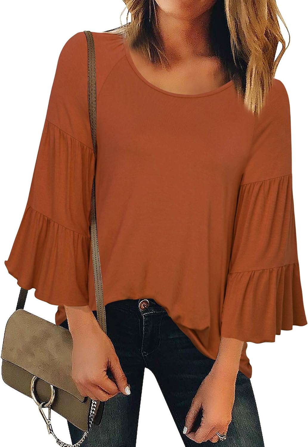 orange flowy top
