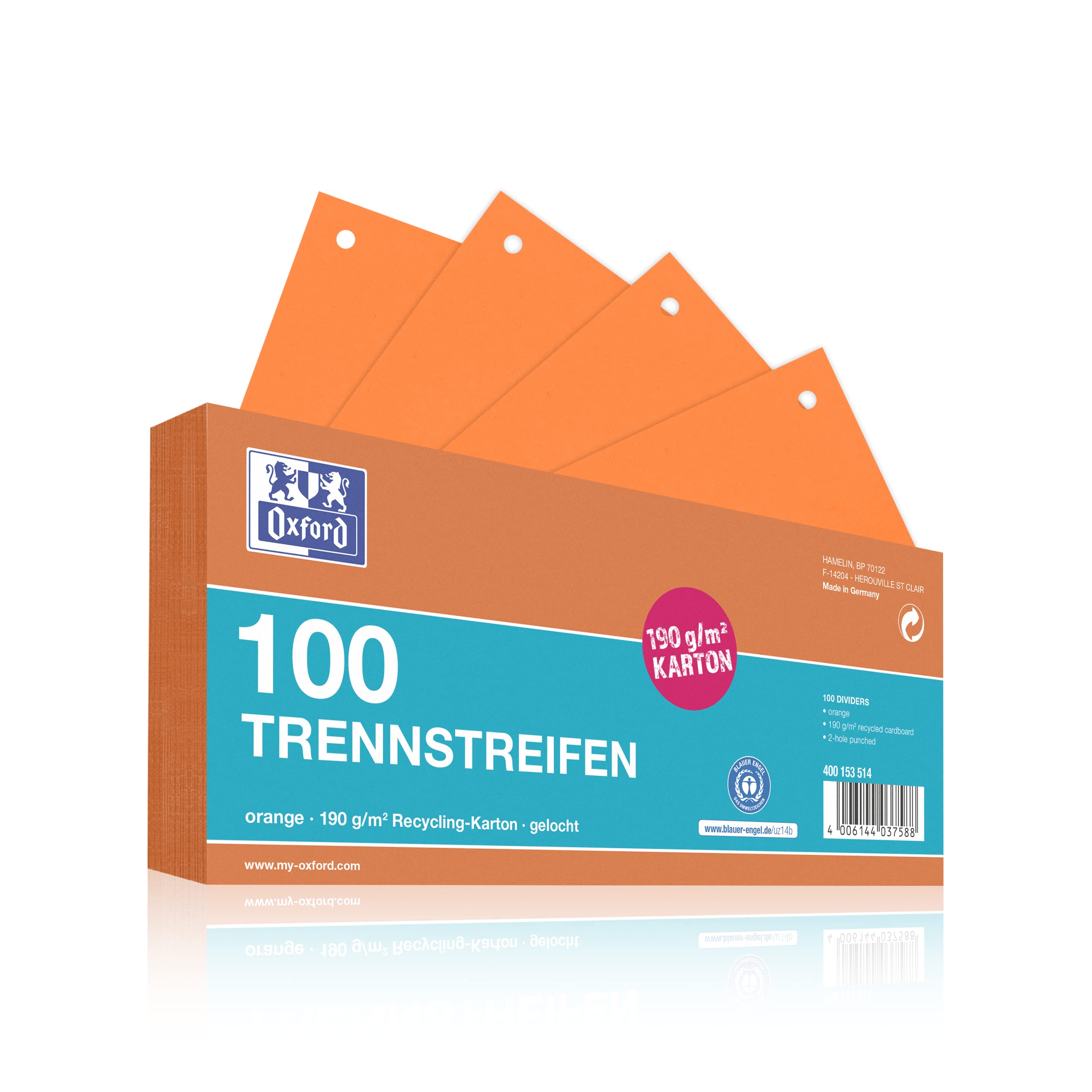 Oxford 100 x Coloured Cardboard Dividers - Orange