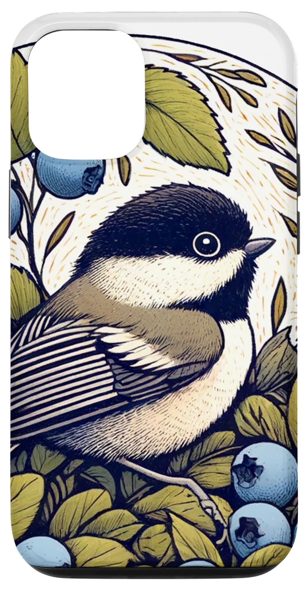 iPhone 15 Pro Black Capped Chickadee Wild Blueberry Bush Maine Case