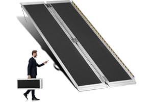 TRIBLE SIX 6FT Wheelchair Ramp, Anti-Slip Aluminum Folding Portable Handicap Threshold Entry Ramp for Home, Doorways Steps, Scooter, Stairs, 600LBs Capacity