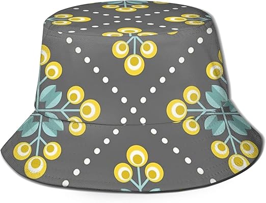 Skandinavische Blumen 01, Gelb, Grau und Blaugrün, Rautenmuster