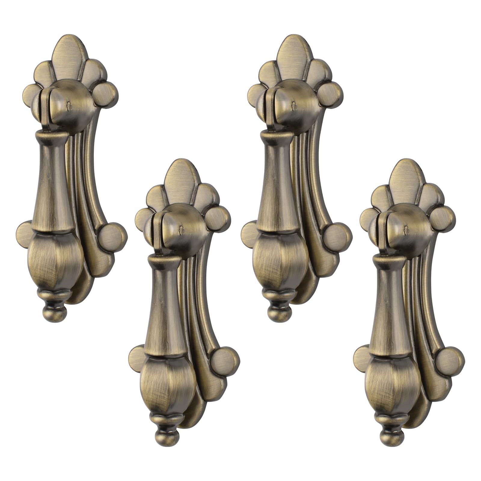 MOROBOR Vintage Pendant Pulls, 4pcs Carved Zinc Alloy Knobs Bronze Single Hole Handle for Cabinets Wardrobe Cupboard Closets Drawer Door Furniture Decorative