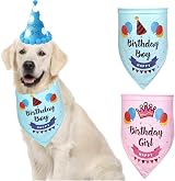 SUOXU Dog Birthday Bandana with Cute Party Hat Cotton Triangle Scarf Gift Set view 6