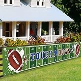 Large Football Themed Birthday Party Banner, Sunday Game Day Sports Fan Supplies, Football Photo Backdrop Hanging Decorations （9.8 x 1.5 ft)