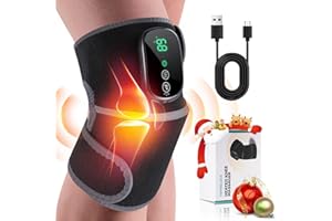 HOMRELEXA Cordless Heated Knee Massager, 3-in-1 Heating Pad with 3 Vibration and Heating Mode, Auto-Off Timer, Knee Brace for Shoulder Elbow, Gifts for Men Women, Black 1PC