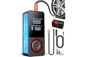DORMZIE Cordless Tire Inflator Portable Air Compressor, 150 PSI Air Pump with Rechargeable Battery, Tire Pressure Gauge, 12V Car Power Adapter, Smart Air Pump for Car, Motorcycle, Bike, Ball