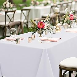 sancua White Tablecloths for 8 Foot Rectangle