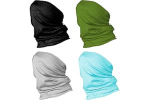 CANDYFOUSE 4Pack Multi-Purpose Seamless Neck Gaiter Face Mask for Men and Women, Bandana, Rave Cover, Scarf, Balaclava, Headband, Head Wrap, Headwear