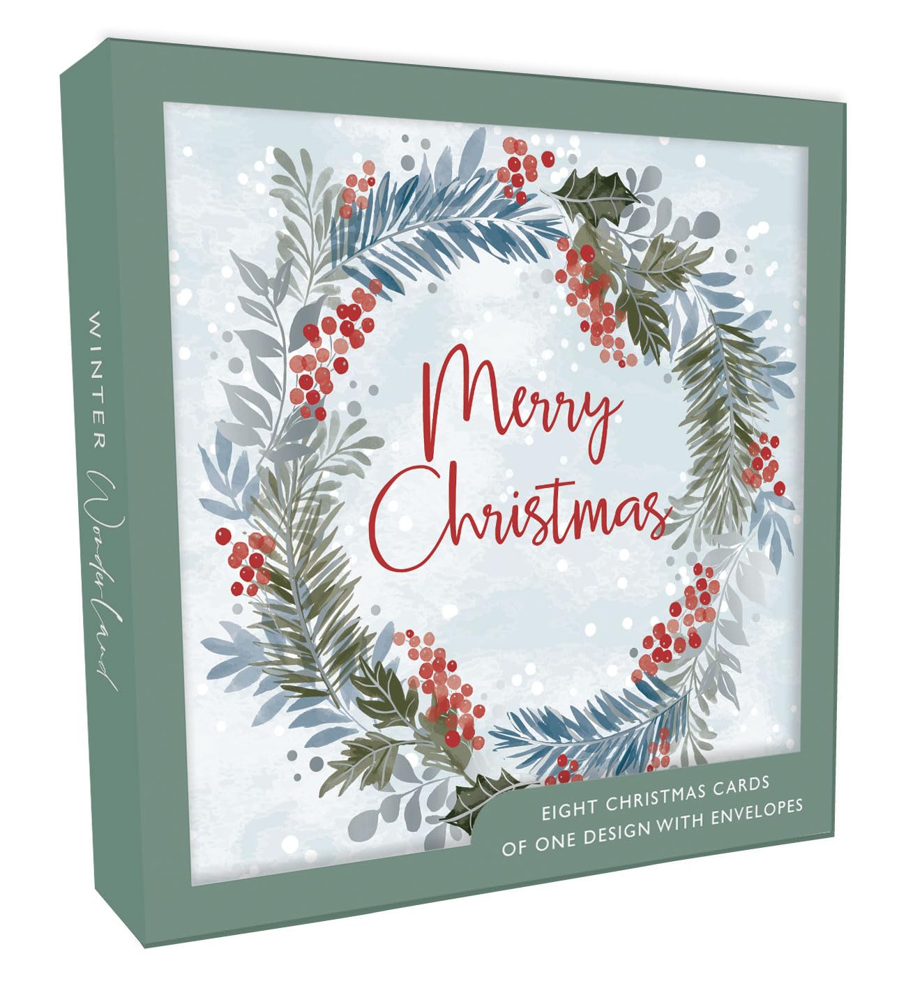 Box of 8 Festive Modern Wreath Luxury Foiled Christmas Cards Boxed Card Packs XCPS038
