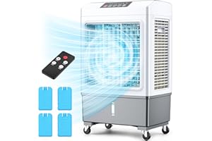 BALKO Evaporative Air Cooler, 2100CFM Windowless Air Conditioner w/7H Timer & Remote, 2 Modes, 8 Gal Water Tank Cooling up to 700 Sq.ft, Swamp Cooler Air Conditioner Portable for Room Garage Outdoor