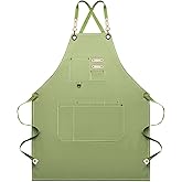 Dulabi Apron, Adjustable Chef Apron for Women and Men with Large Pockets, Cooking Kitchen Apron with Back Straps