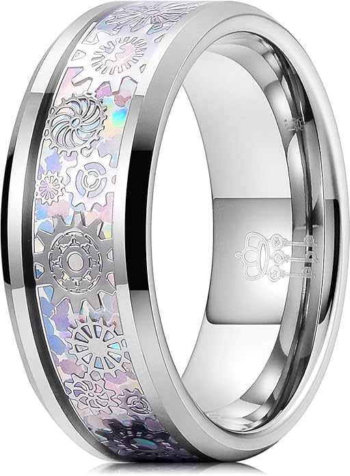 THREE KEYS JEWELRY Mens Gear Charming Jewelry Tungsten Punk Mechanical