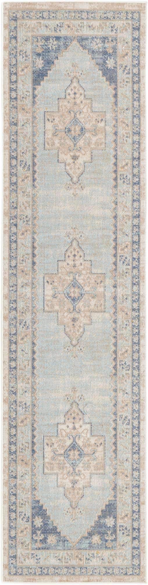 Unique Loom Whitney Collection Area Rug – Geneva (2′ x 8′ Runner, Sky blue/ Ivory)
