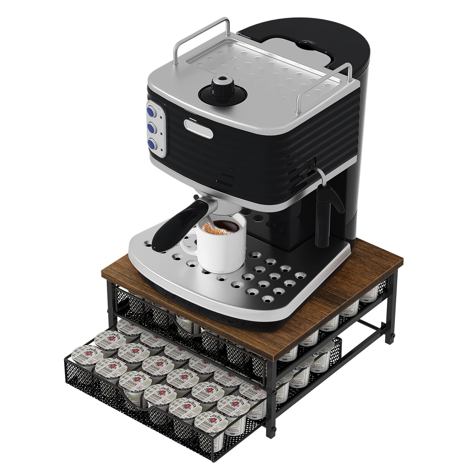 Coffee Pod Holder For Counter, Coffee Pod Drawer for K Cup Storage Drawer Holder, 72 Capacity Pods Storage Organizer Cups Capsule with Sliding Baskets for Coffee Station, Black