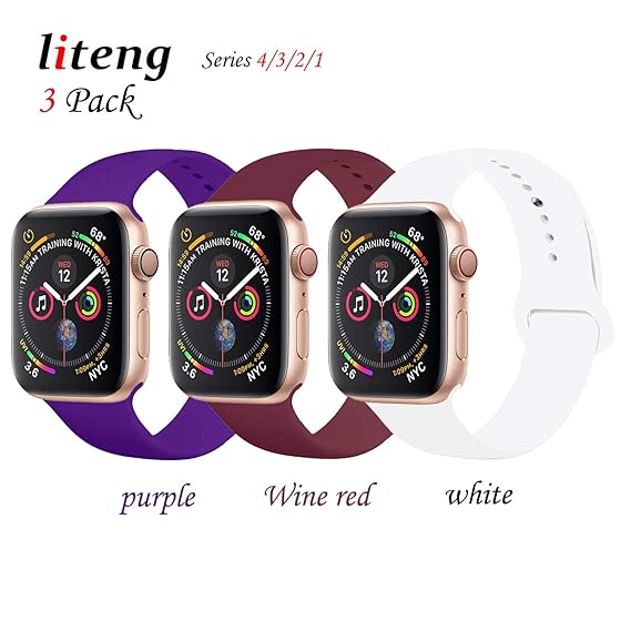 LITENG Sport Band for Apple Watch 38mm/40mm 42mm/44mm, Soft Silicone Sport Strap Replacement Bands for iWatch Apple Watch Band Series 4, Series 3, ...