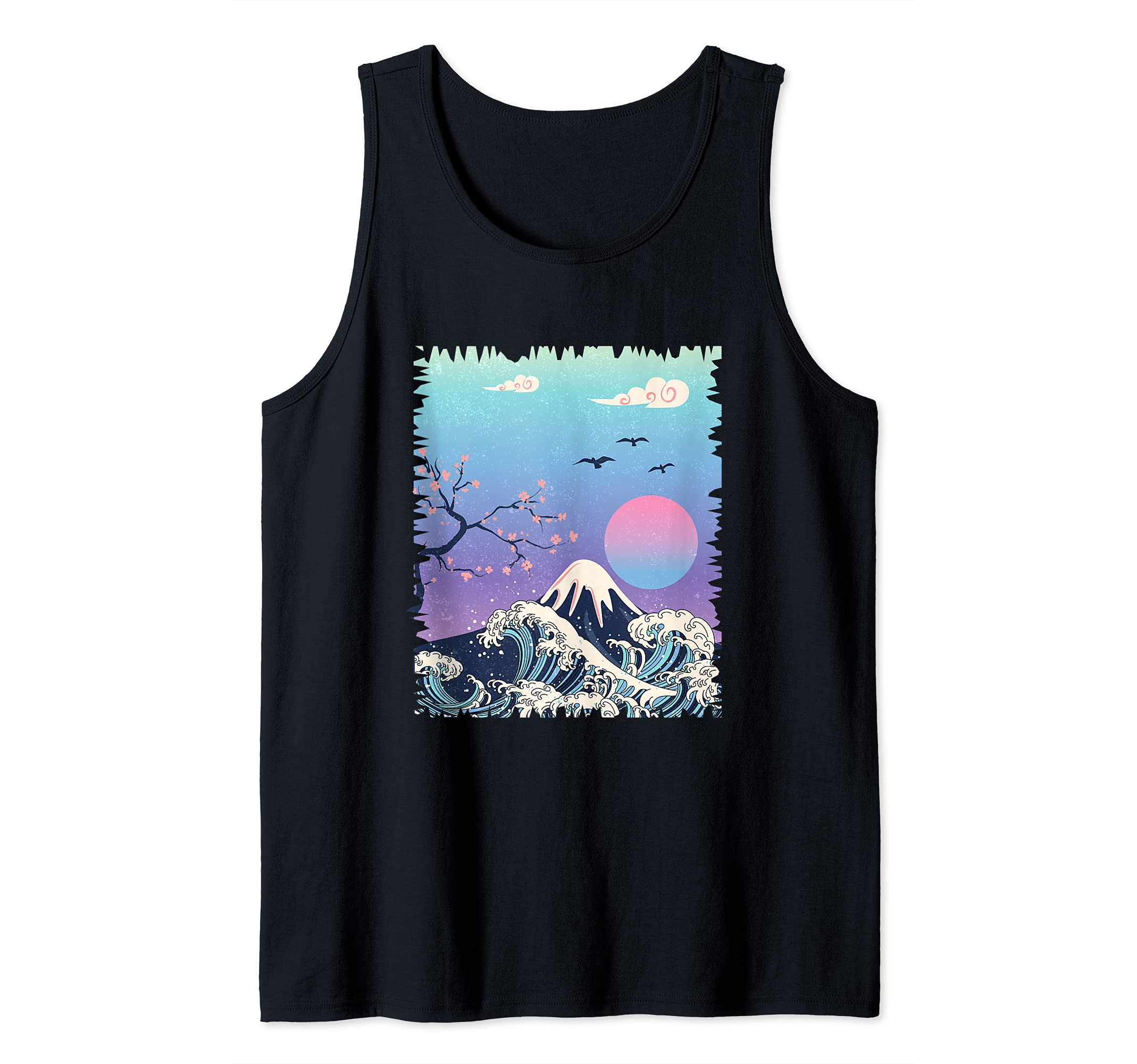 Japanese Vaporwave japan anime sun redbud Tank Top