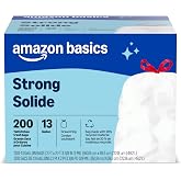 Amazon Basics Trash Bags, Tall Kitchen Drawstring, Unscented, 13 Gallon, 200 Count, Pack of 1, Packaging May Vary